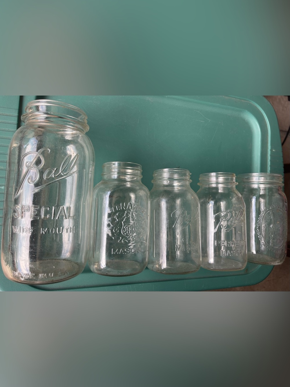 Mason Clear Glass Mason Jars Set with Embossed Logos
